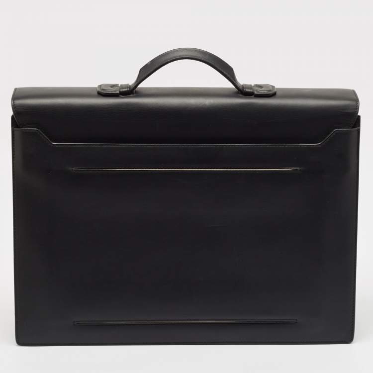 Pre Owned Montblanc Black Leather Urban Spirit Double Gusset Briefcase
