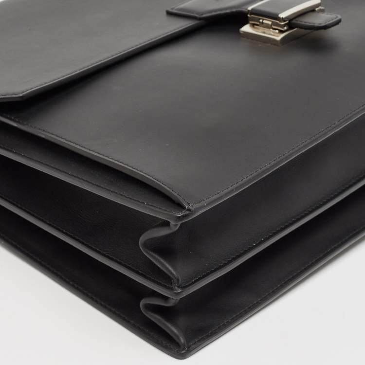 Pre Owned Montblanc Black Leather Urban Spirit Double Gusset Briefcase