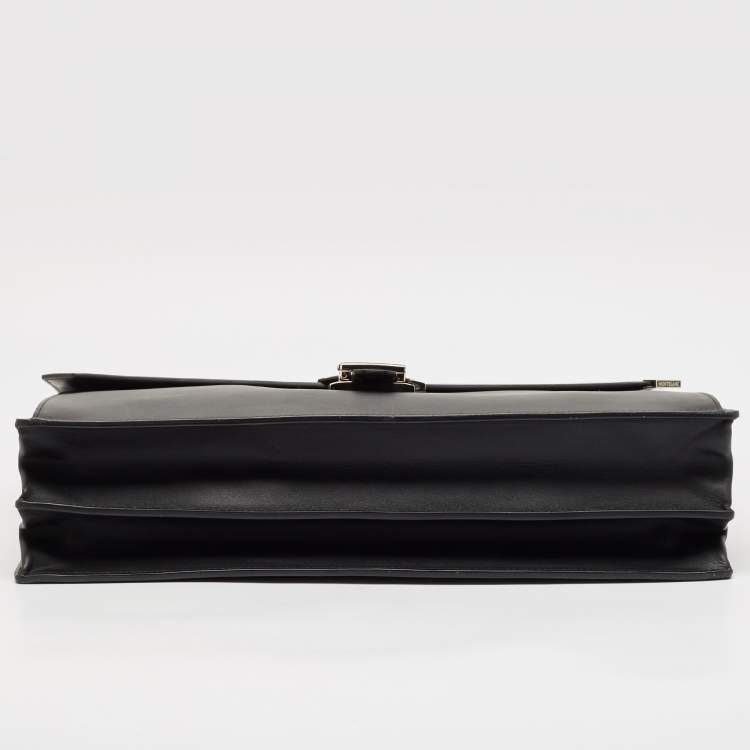 Pre Owned Montblanc Black Leather Urban Spirit Double Gusset Briefcase