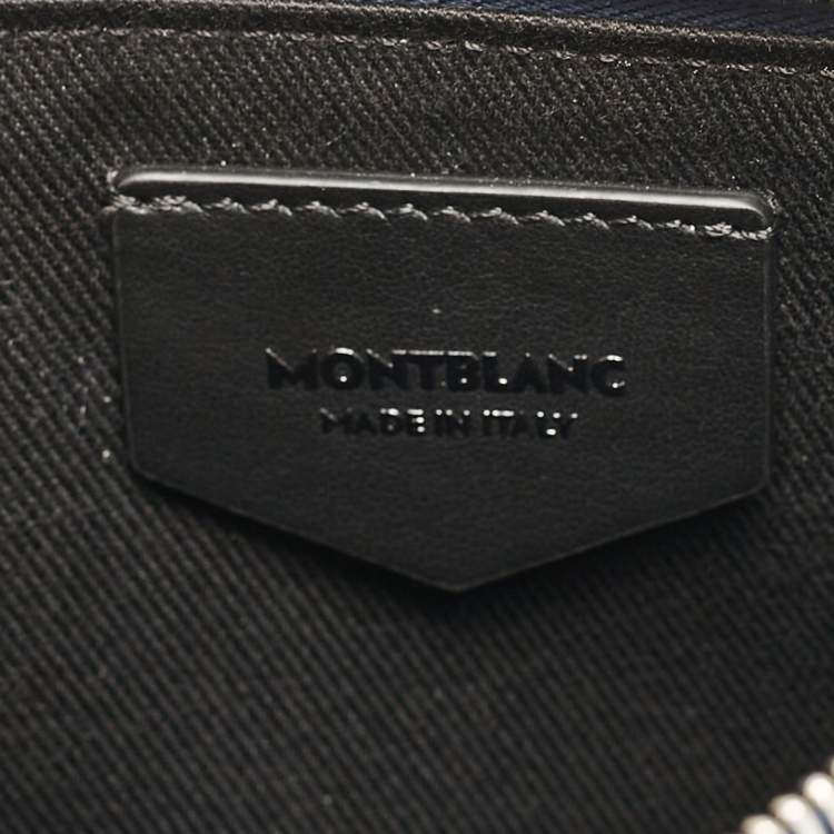 Pre Owned Montblanc Navy Blue Leather Zip Wristlet Pouch