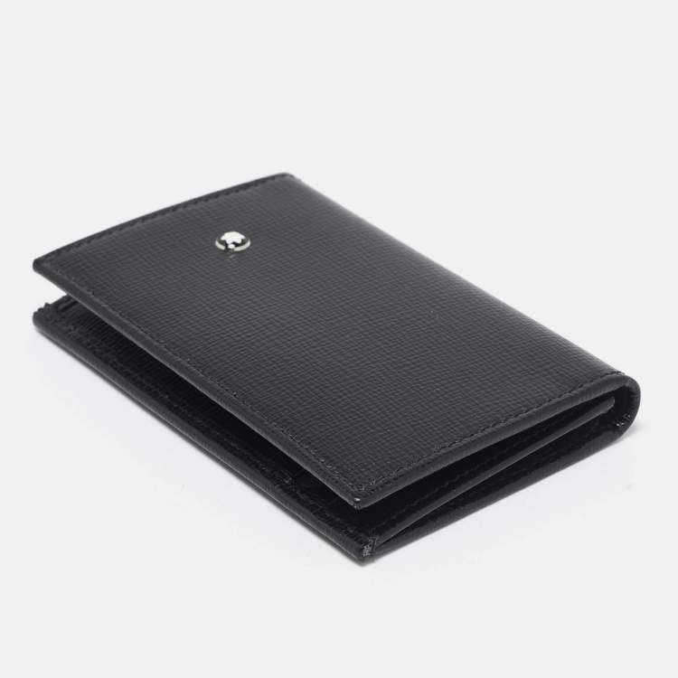 Pre Owned Montblanc Black Leather Meisterstuck Business Card Holder Set of 2