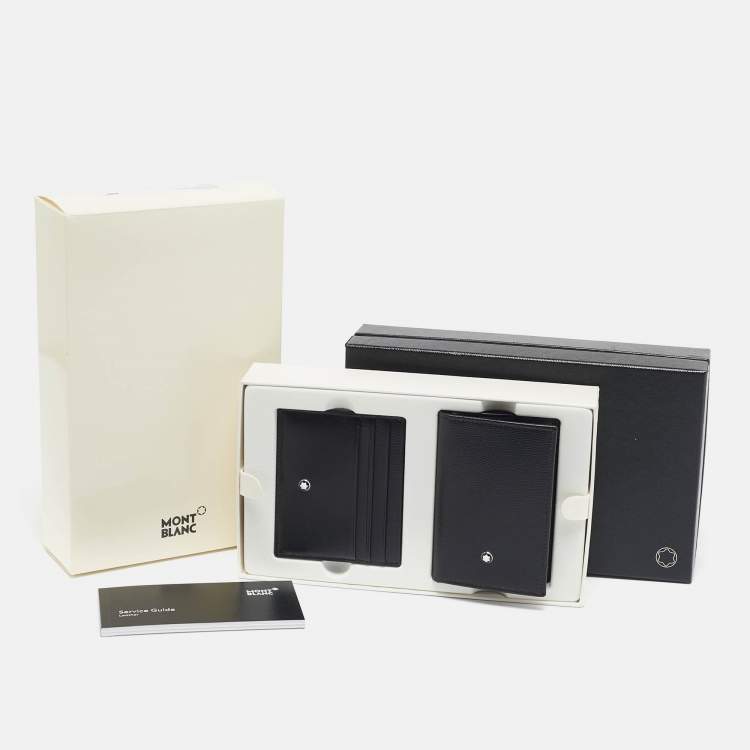 Pre Owned Montblanc Black Leather Meisterstuck Business Card Holder Set of 2