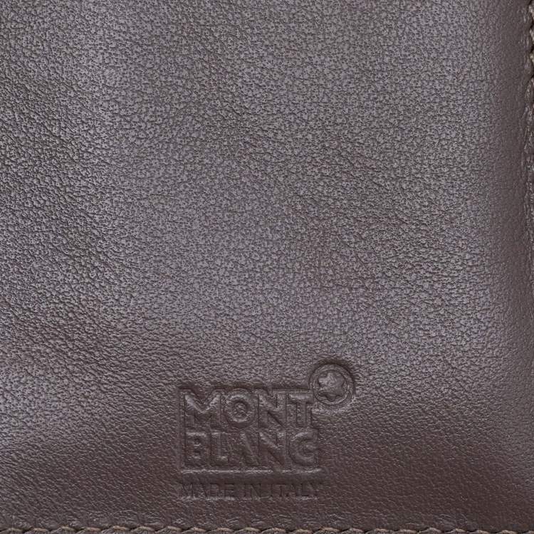 Pre Owned Montblanc Beige Croc Embossed Leather Meisterstuck Bifold Business Wallet
