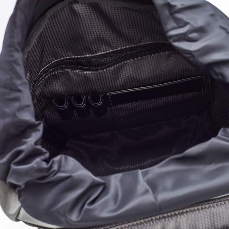 Pre Owned Montblanc Grey/Black Nylon and Leather Large Nightflight Backpack
