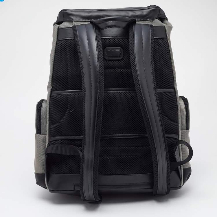Pre Owned Montblanc Grey/Black Nylon and Leather Large Nightflight Backpack