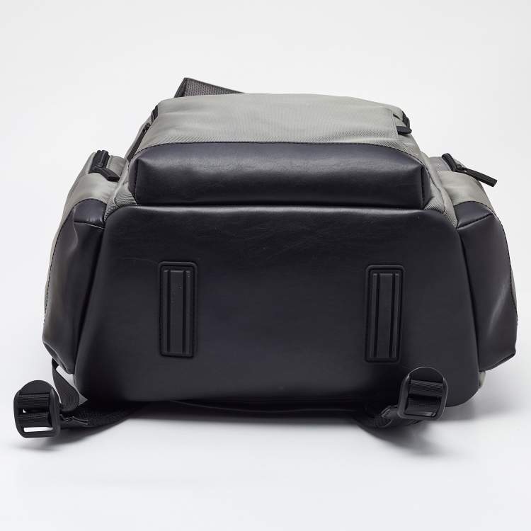 Pre Owned Montblanc Grey/Black Nylon and Leather Large Nightflight Backpack