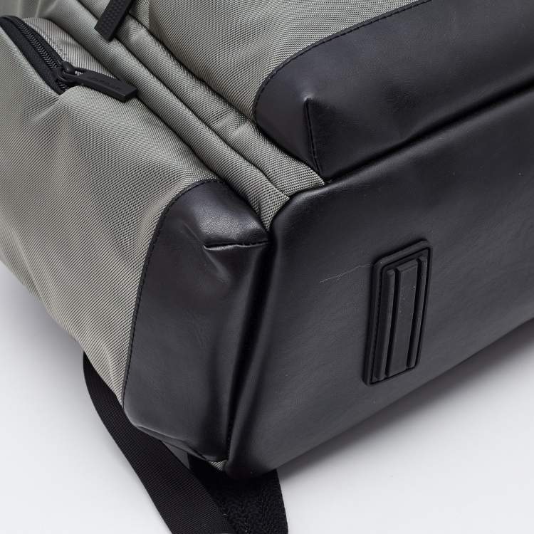 Pre Owned Montblanc Grey/Black Nylon and Leather Large Nightflight Backpack