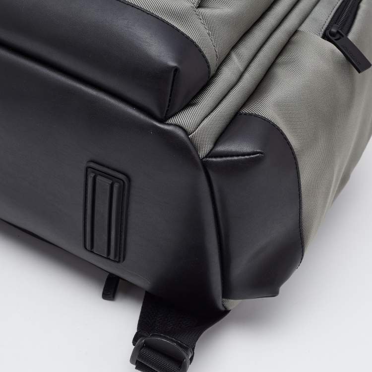 Pre Owned Montblanc Grey/Black Nylon and Leather Large Nightflight Backpack