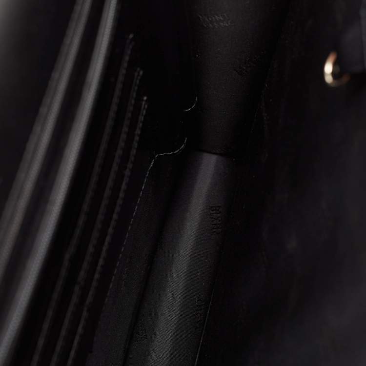 Pre Owned Montblanc Black Leather Meisterstuck Triple Gusset Briefcase Bag