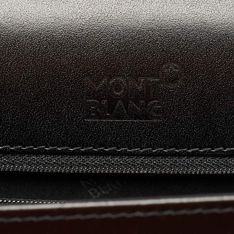 Pre Owned Montblanc Black Leather Meisterstuck Triple Gusset Briefcase Bag