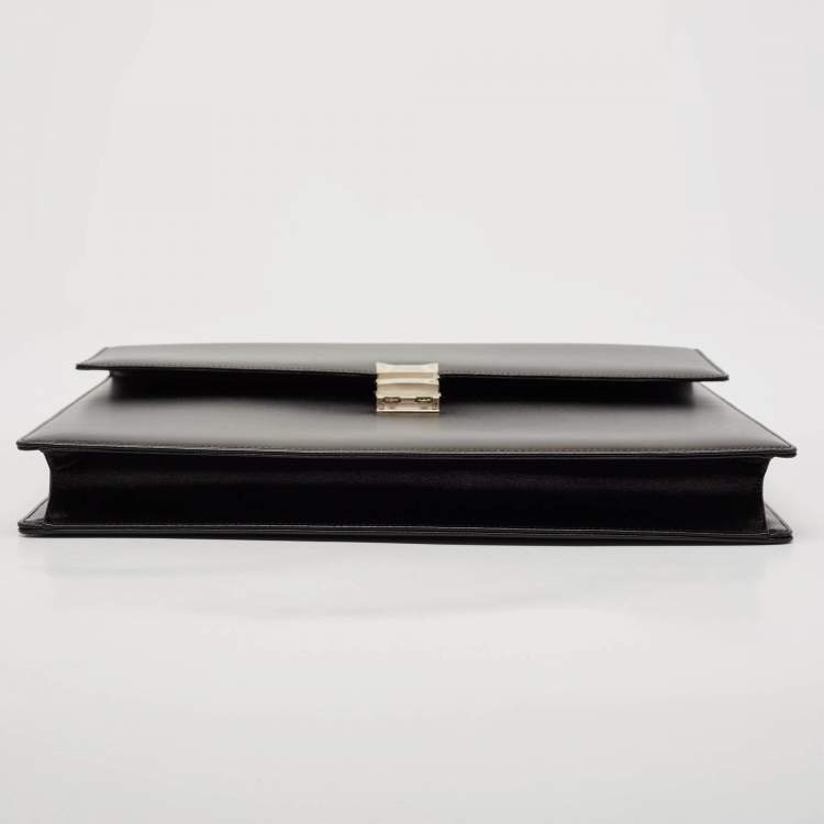 Pre Owned Montblanc Black Leather Meisterstuck Triple Gusset Briefcase Bag