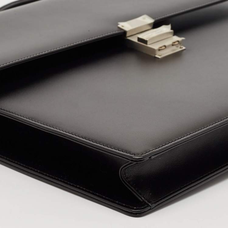 Pre Owned Montblanc Black Leather Meisterstuck Triple Gusset Briefcase Bag