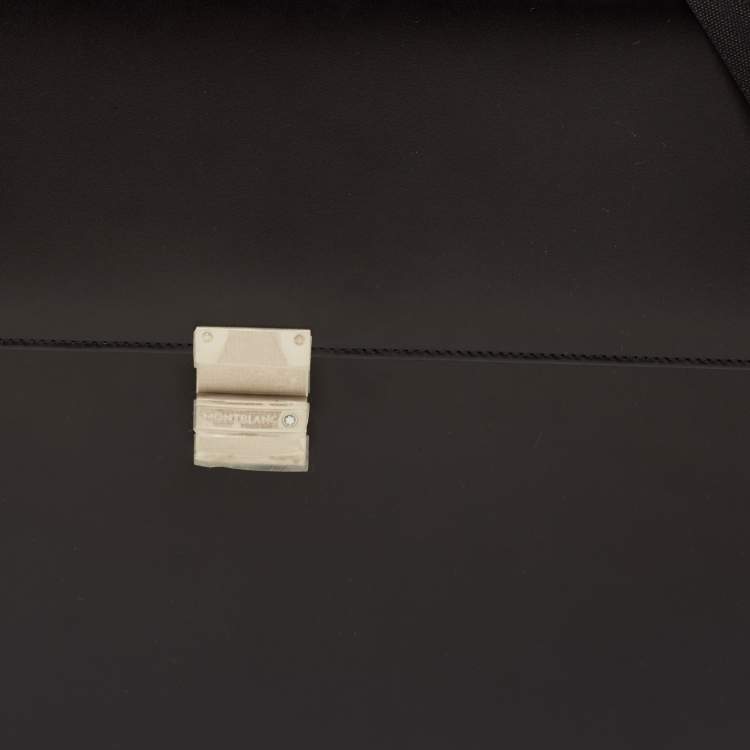 Pre Owned Montblanc Black Leather Meisterstuck Triple Gusset Briefcase Bag