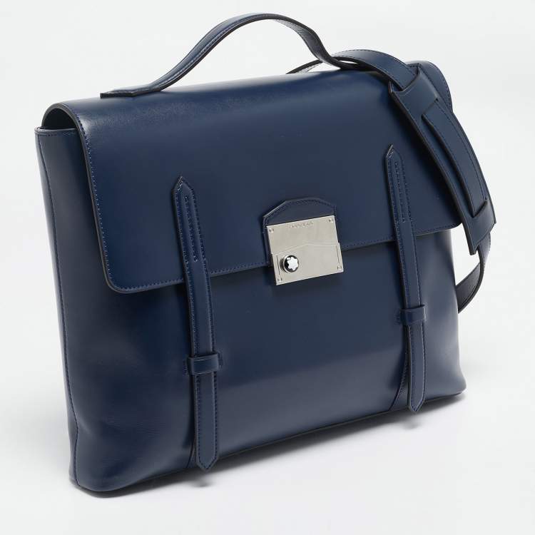 Pre Owned Montblanc Blue Leather Meisterstuck Neo Briefcase