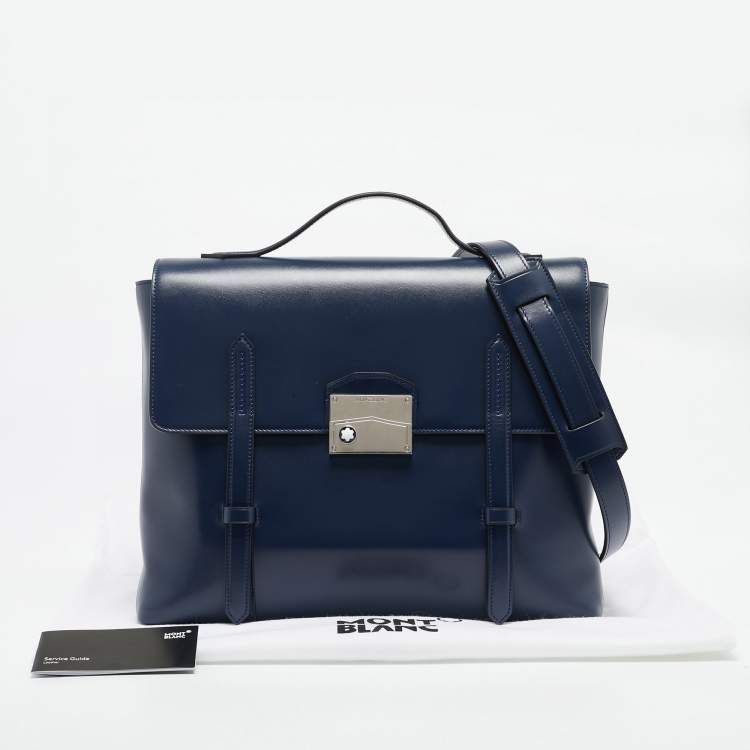 Pre Owned Montblanc Blue Leather Meisterstuck Neo Briefcase