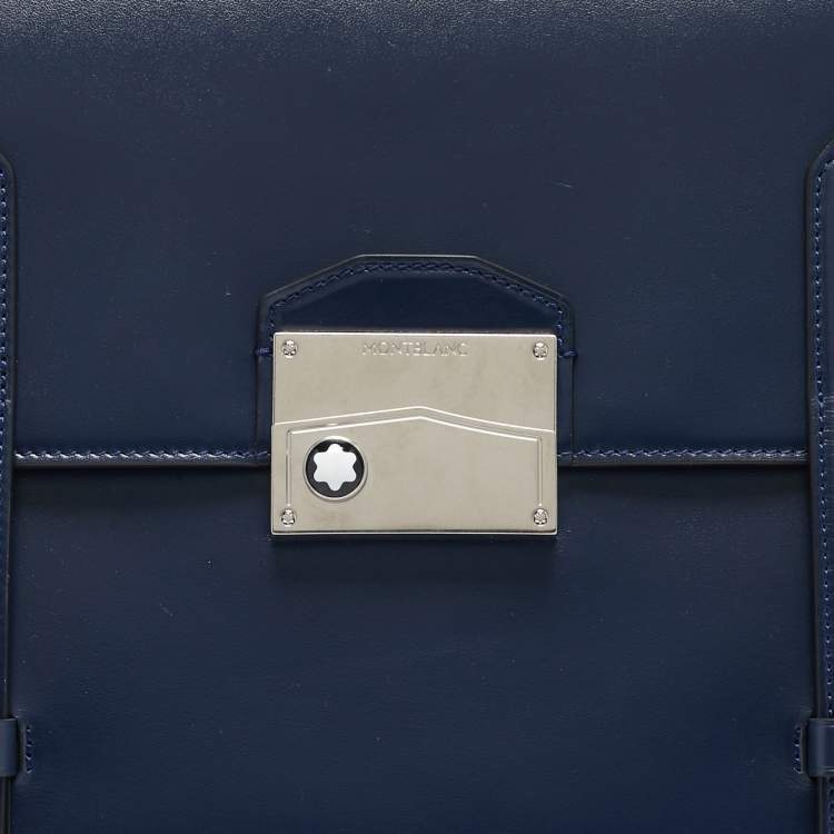 Pre Owned Montblanc Blue Leather Meisterstuck Neo Briefcase