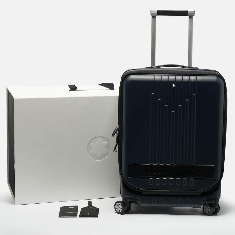 Pre Owned Montblanc Navy Blue Polycarbonate #MY4810 Front Pocket Cabin Trolley