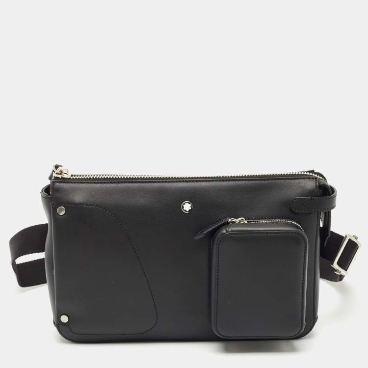 Pre Owned Montblanc Black Leather Meisterstuck Selection Soft Belt Bag