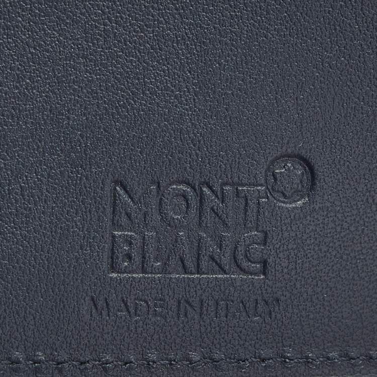 Pre Owned Montblanc Blue Croc Embossed Leather Meisterstuck Bifold Wallet
