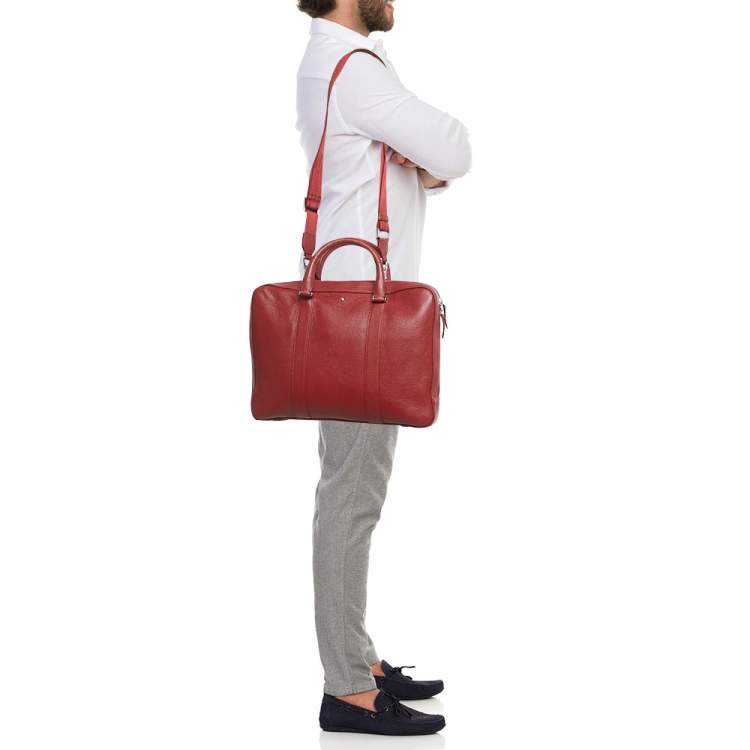 Pre Owned حقيبة مستندات مون بلان مايسرستاك نحيفة جلد أحمر