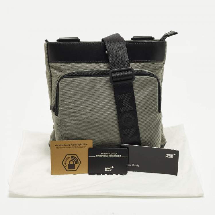Pre Owned Montblanc Nightflight Grey/Black Nylon and Leather Messenger Bag