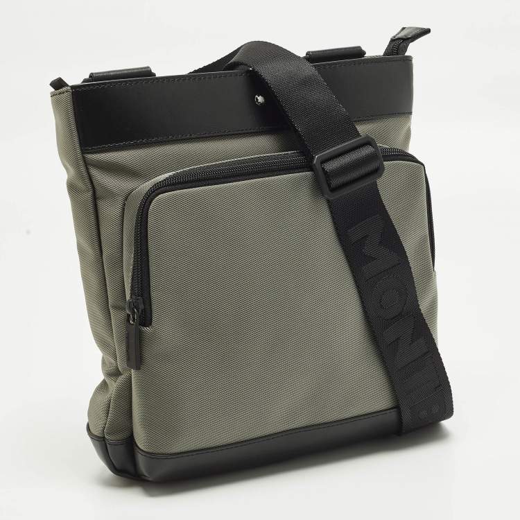 Pre Owned Montblanc Nightflight Grey/Black Nylon and Leather Messenger Bag