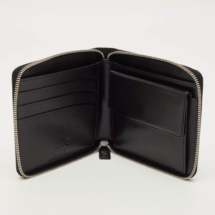 Pre Owned Montblanc Meisterstuck Black Leather Horizontal Zip Around Wallet