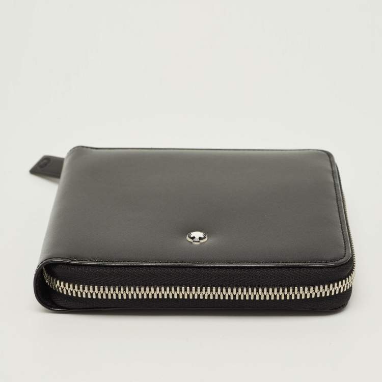 Pre Owned Montblanc Meisterstuck Black Leather Horizontal Zip Around Wallet