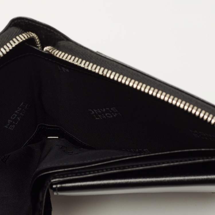 Pre Owned Montblanc Meisterstuck Black Leather Horizontal Zip Around Wallet