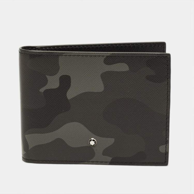 Pre Owned Montblanc Sartorial Grey Camouflage Leather 4CC Money Clip Wallet
