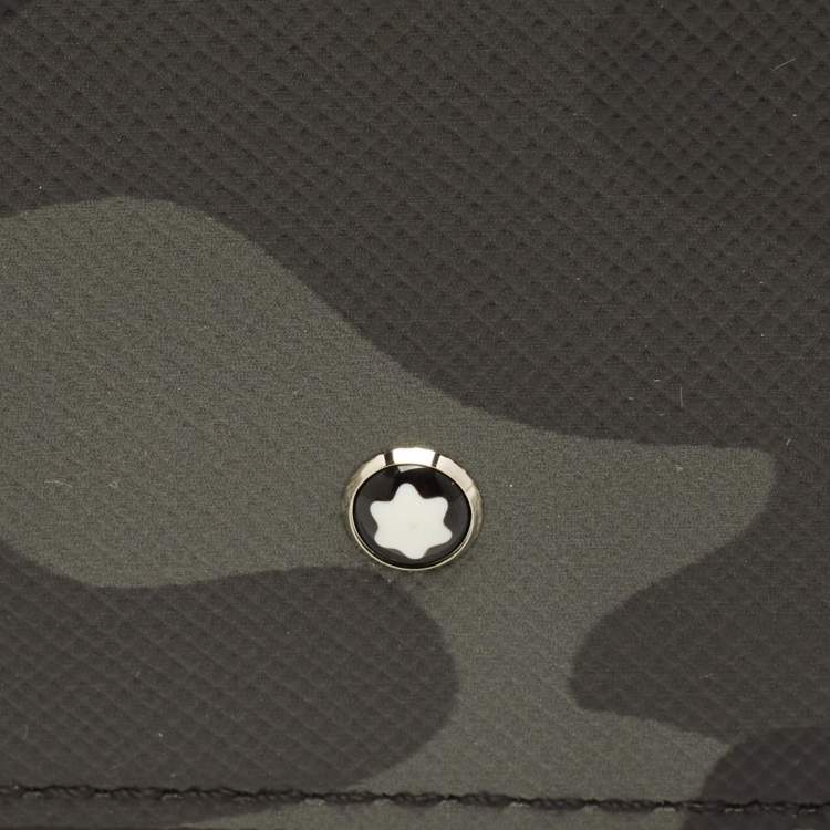 Pre Owned Montblanc Sartorial Grey Camouflage Leather 4CC Money Clip Wallet