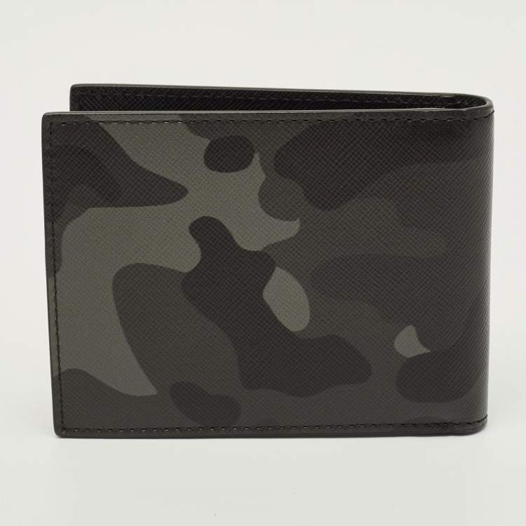 Pre Owned Montblanc Sartorial Grey Camouflage Leather 4CC Money Clip Wallet
