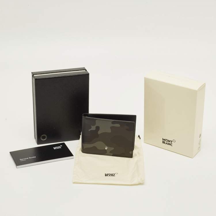 Pre Owned Montblanc Sartorial Grey Camouflage Leather 4CC Money Clip Wallet