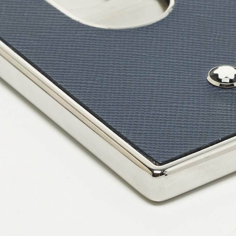 مملوكة مسبقًا Montblanc Sartorial Blue Leather Hard Shell Card Case