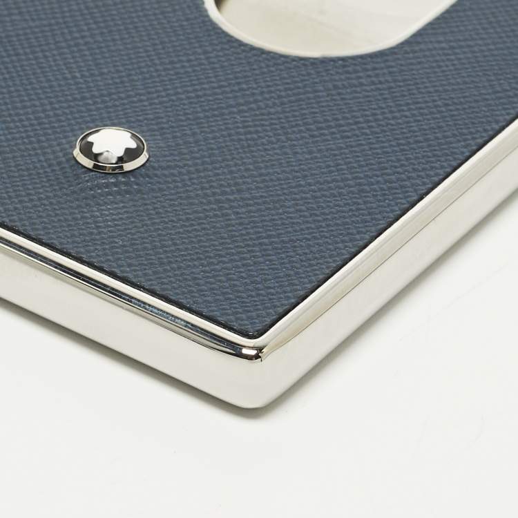 مملوكة مسبقًا Montblanc Sartorial Blue Leather Hard Shell Card Case