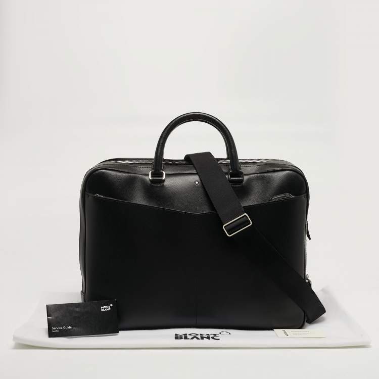 Pre Owned Montblanc Sartorial Double Zip Black Leather Briefcase