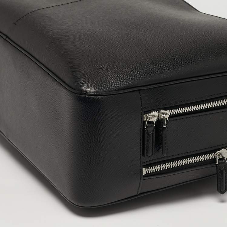 Pre Owned Montblanc Sartorial Double Zip Black Leather Briefcase