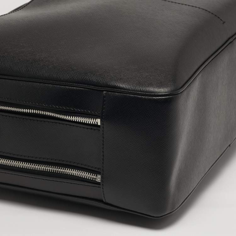 Pre Owned Montblanc Sartorial Double Zip Black Leather Briefcase