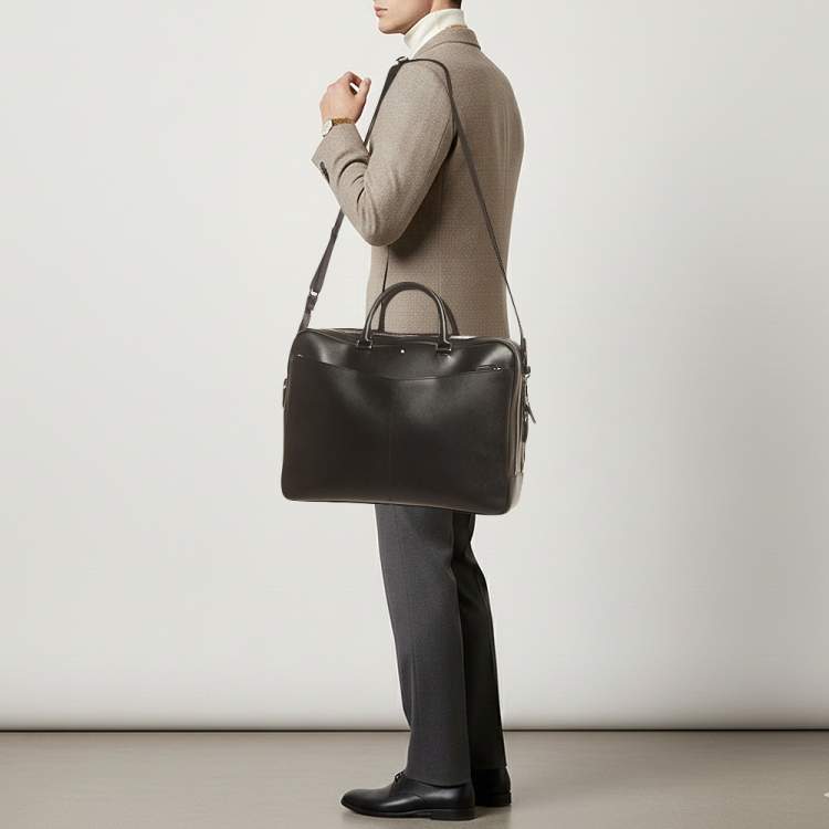 Pre Owned Montblanc Sartorial Double Zip Black Leather Briefcase