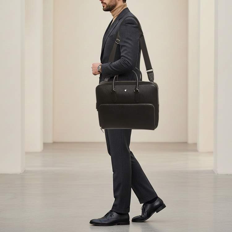 Pre Owned Montblanc Sartorial Medium Black Leather Document Case