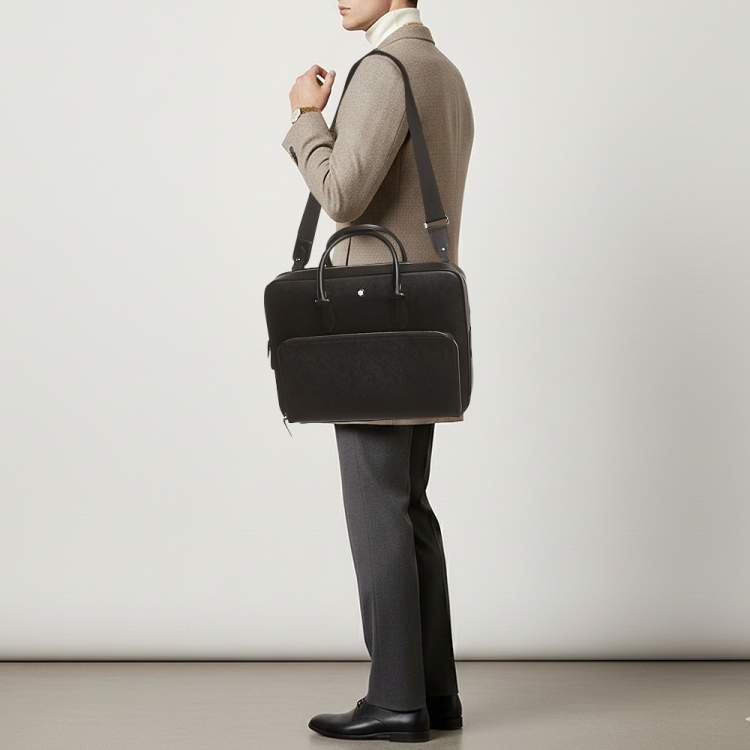 Pre Owned Montblanc Sartorial Medium Black Leather Document Case