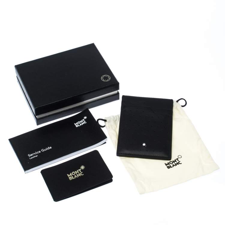 Pre Owned Montblanc Black Perforated Leather Meisterstuck Card Case