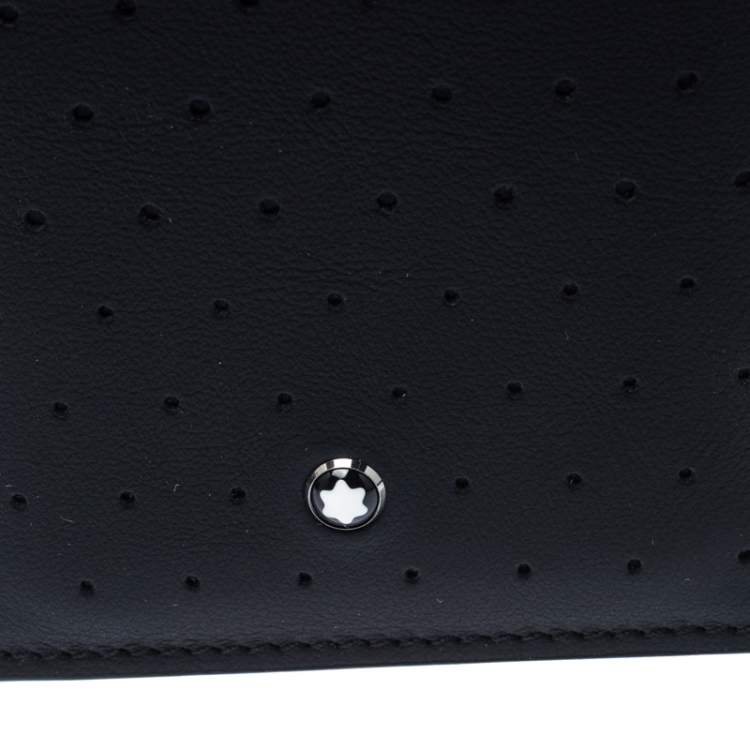 Pre Owned Montblanc Black Perforated Leather Meisterstuck Card Case