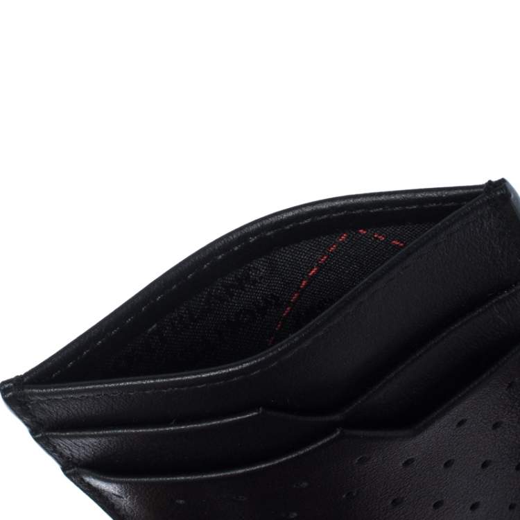 Pre Owned Montblanc Black Perforated Leather Meisterstuck Card Case