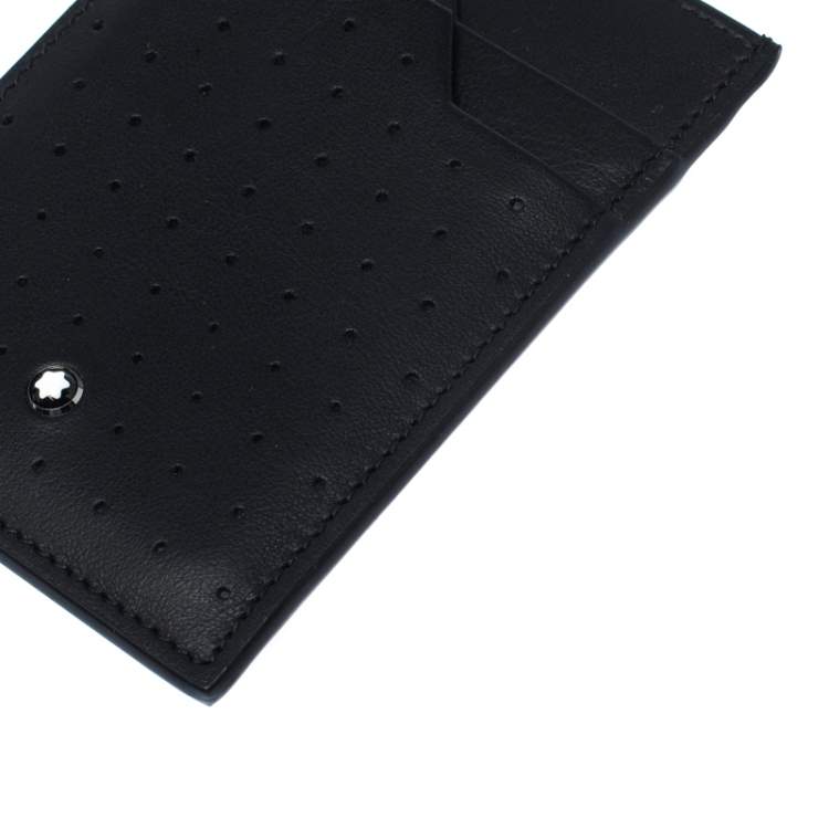 Pre Owned Montblanc Black Perforated Leather Meisterstuck Card Case