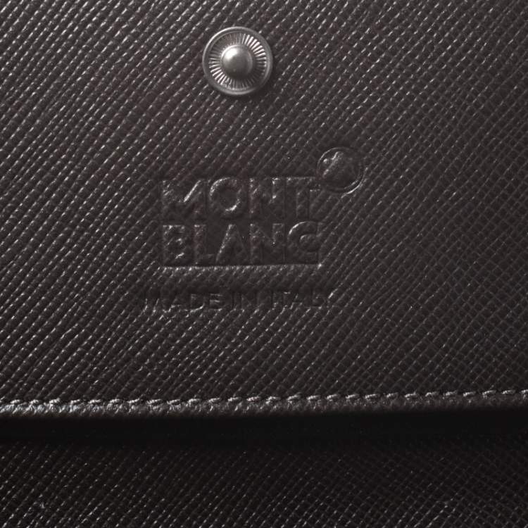 Pre Owned Montblanc Dark Brown/Beige Signature Coated Canvas Flap Card Holder