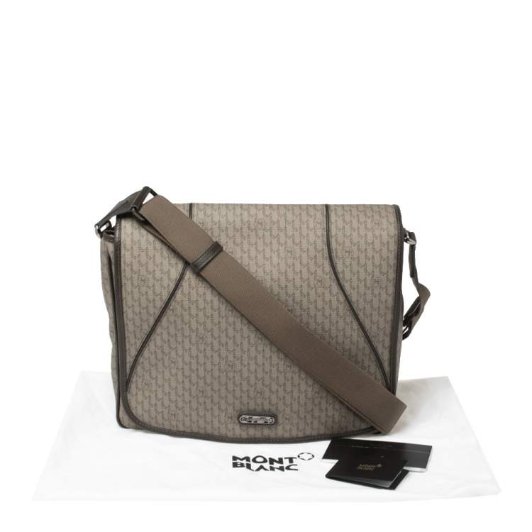 Pre Owned MontBlanc Brown Coated Canvas and Leather Flap Messenger Bag