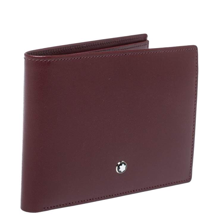 Pre Owned Montblanc Maroon Leather Meisterstuck Bifold Wallet