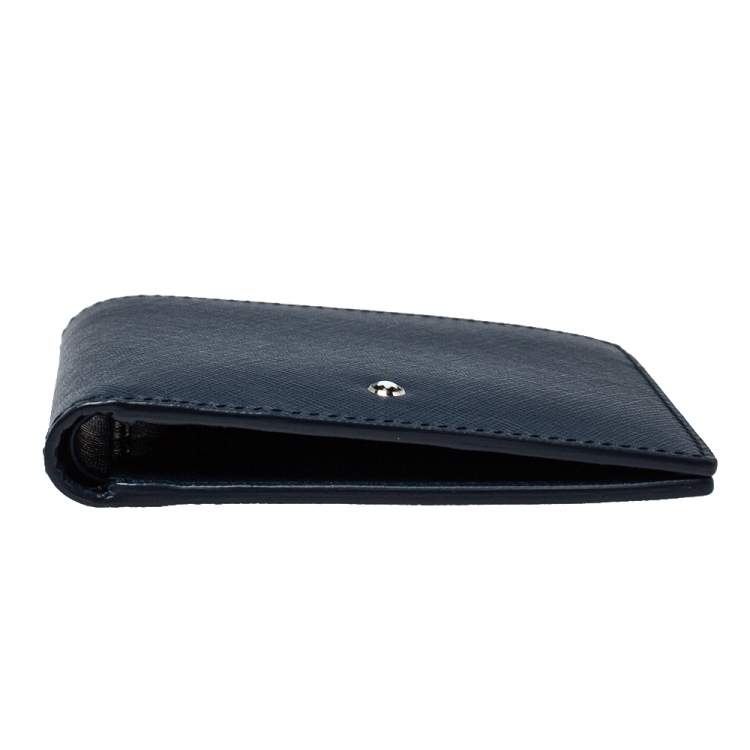 Pre Owned Montblanc Indigo Blue Leather Sartorial 6CC Wallet  