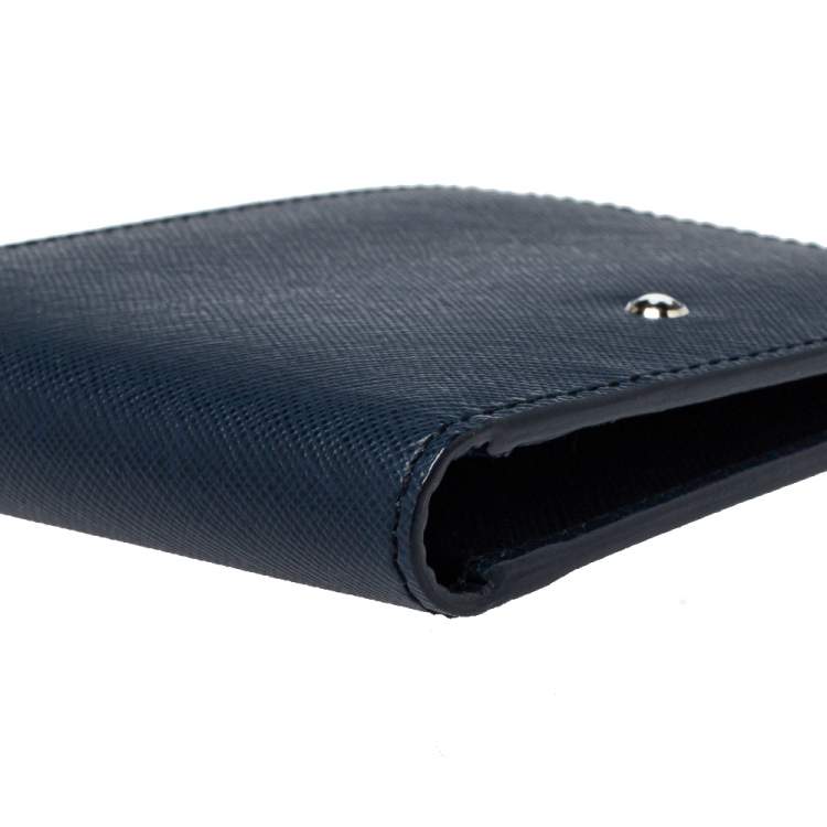 Pre Owned Montblanc Indigo Blue Leather Sartorial 6CC Wallet  